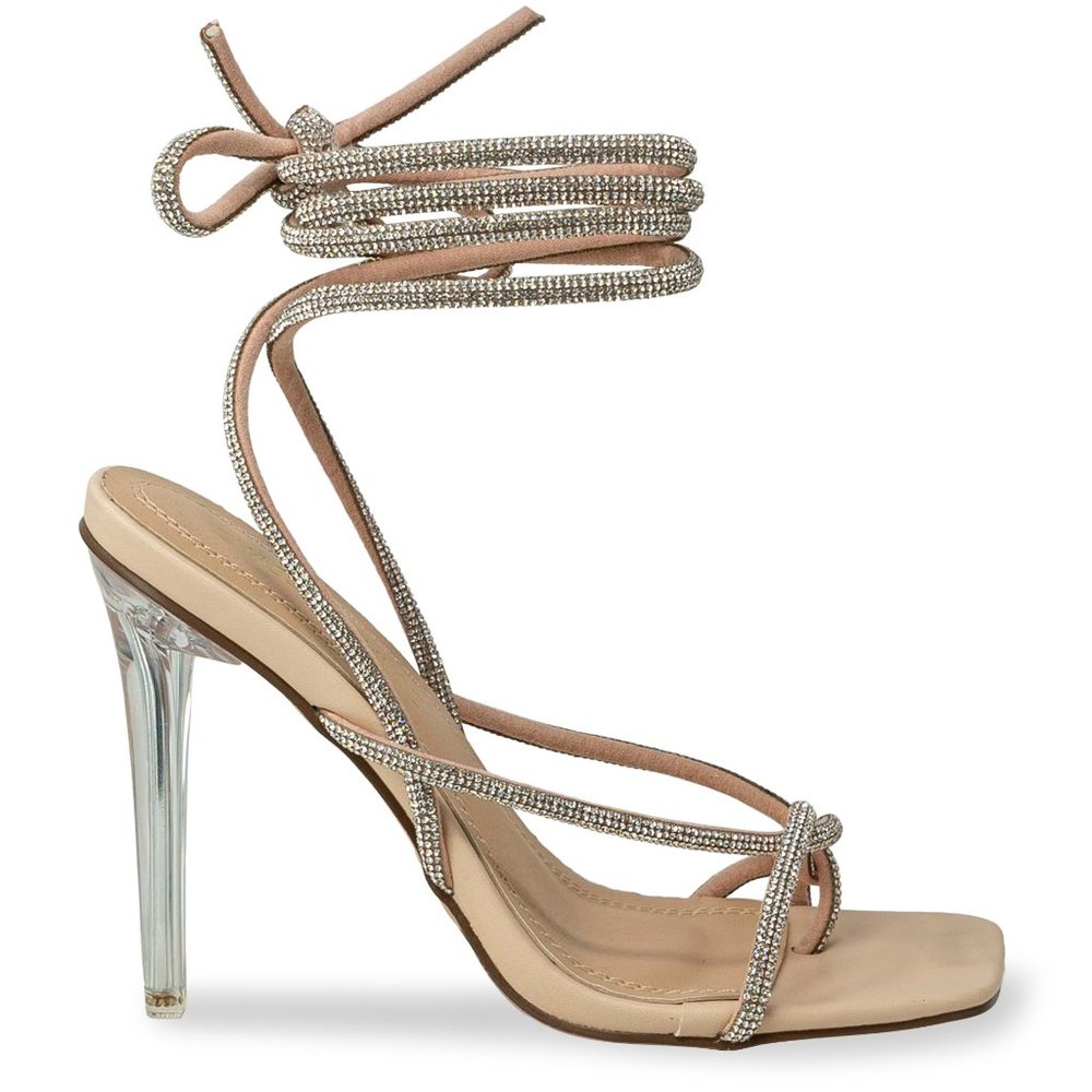 RHINESTONE LACE UP HEEL